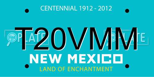 T20VMM New Mexico License Plate