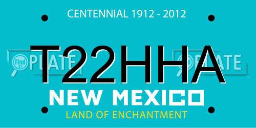 T22HHA New Mexico License Plate