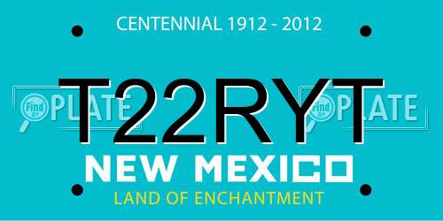 T22RYT New Mexico License Plate
