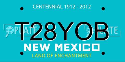 T28YOB New Mexico License Plate