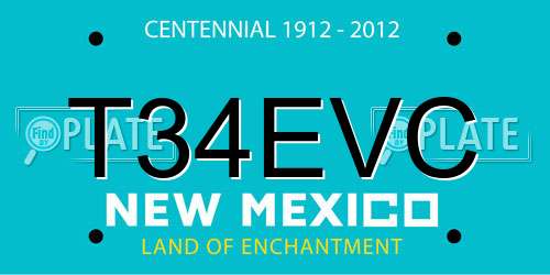 T34EVC New Mexico License Plate