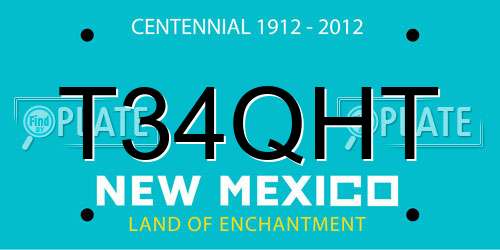 T34QHT New Mexico License Plate
