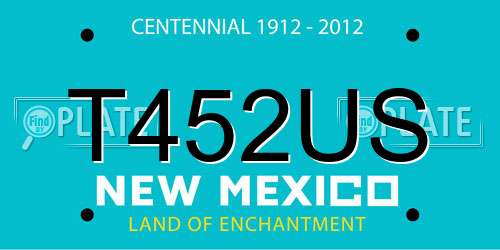 T452US New Mexico License Plate