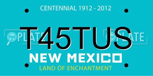 T45TUS New Mexico License Plate