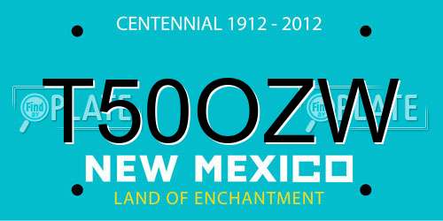 T50OZW New Mexico License Plate