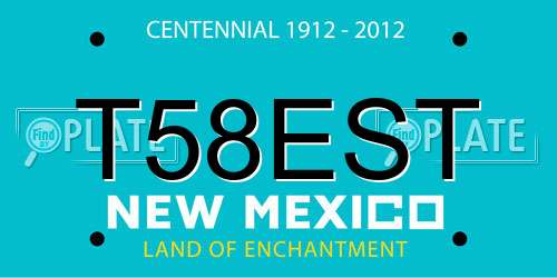 T58EST New Mexico License Plate