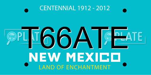 T66ATE New Mexico License Plate