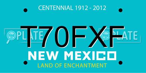 T70FXF New Mexico License Plate