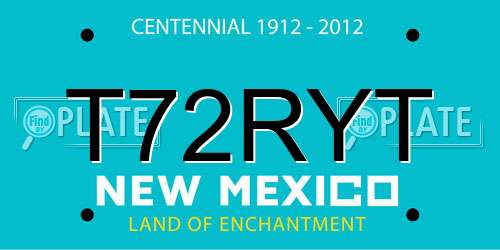 T72RYT New Mexico License Plate