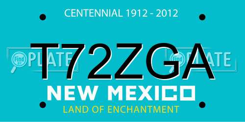 T72ZGA New Mexico License Plate