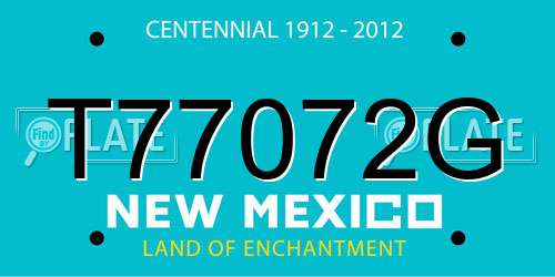 T77072G New Mexico License Plate