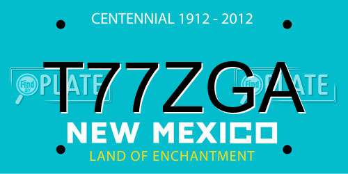 T77ZGA New Mexico License Plate