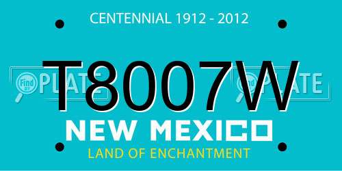 T8007W New Mexico License Plate