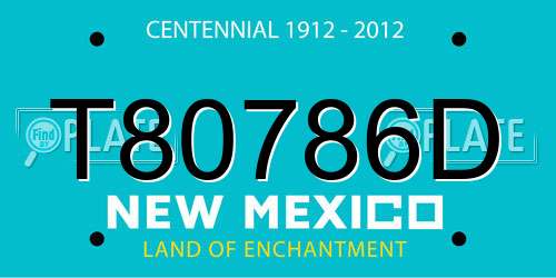 T80786D New Mexico License Plate