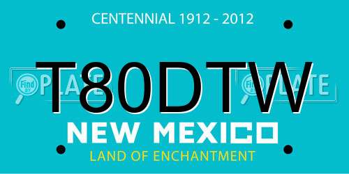 T80DTW New Mexico License Plate