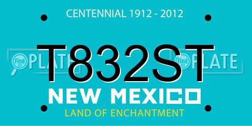 T832ST New Mexico License Plate