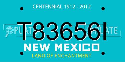 T83656I New Mexico License Plate