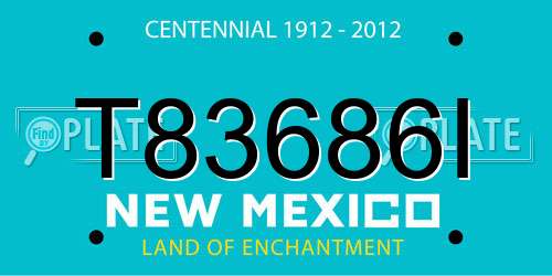 T83686I New Mexico License Plate