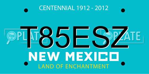 T85ESZ New Mexico License Plate