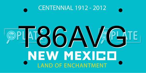 T86AVG New Mexico License Plate