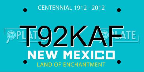 T92KAF New Mexico License Plate