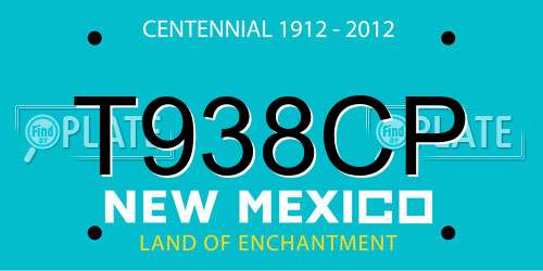 T938CP New Mexico License Plate