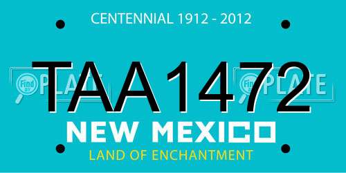 TAA1472 New Mexico License Plate