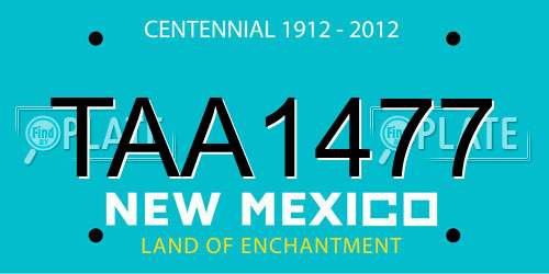 TAA1477 New Mexico License Plate