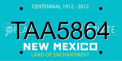 TAA5864 New Mexico License Plate