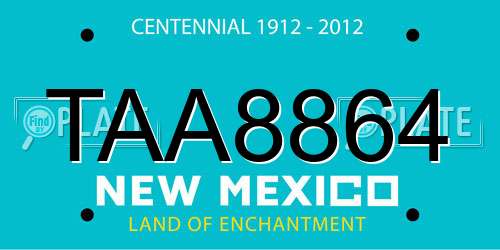 TAA8864 New Mexico License Plate