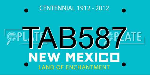 TAB587 New Mexico License Plate