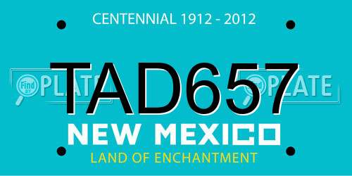 TAD657 New Mexico License Plate