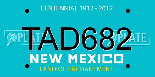 TAD682 New Mexico License Plate