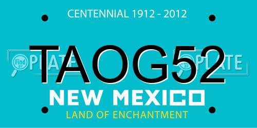TAOG52 New Mexico License Plate