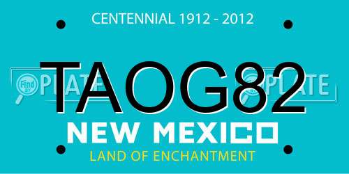 TAOG82 New Mexico License Plate