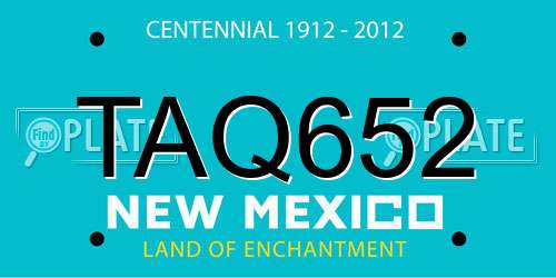 TAQ652 New Mexico License Plate