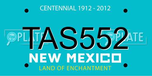 TAS552 New Mexico License Plate