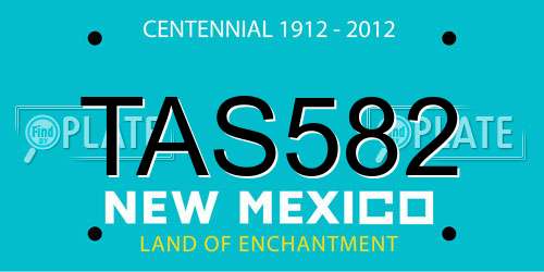 TAS582 New Mexico License Plate
