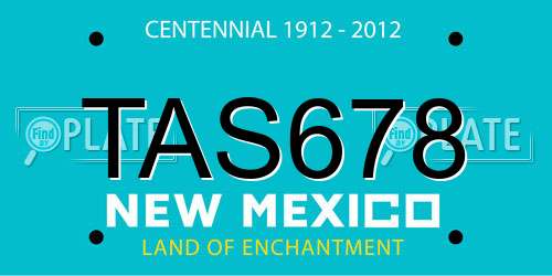 TAS678 New Mexico License Plate