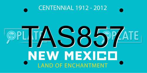 TAS857 New Mexico License Plate