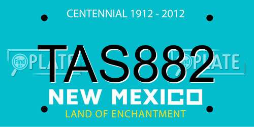 TAS882 New Mexico License Plate