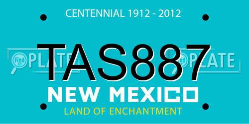 TAS887 New Mexico License Plate
