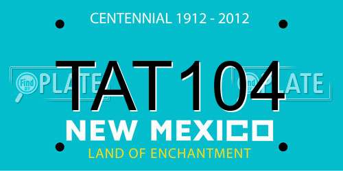 TAT104 New Mexico License Plate