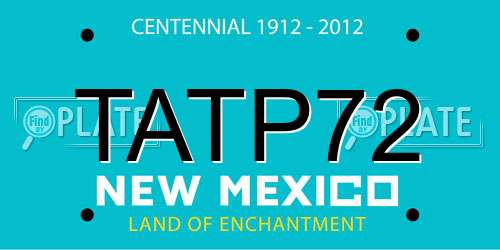 TATP72 New Mexico License Plate