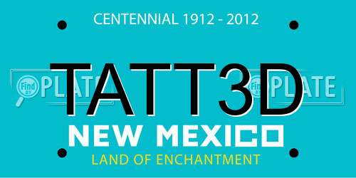 TATT3D New Mexico License Plate
