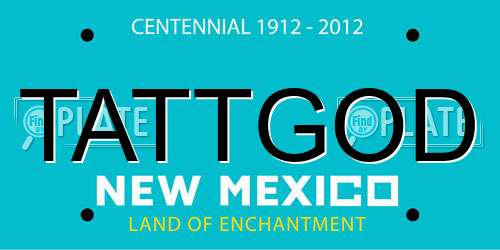 TATTGOD New Mexico License Plate