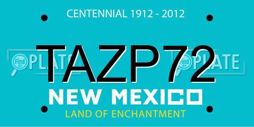 TAZP72 New Mexico License Plate