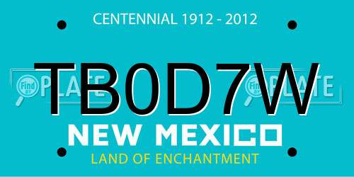 TB0D7W New Mexico License Plate