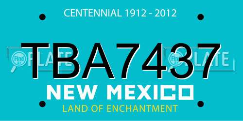 TBA7437 New Mexico License Plate