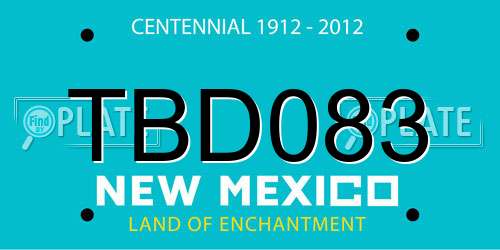 TBD083 New Mexico License Plate